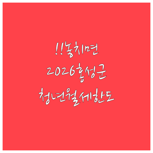 2026 홍성군 청년월세 지원 한도와..