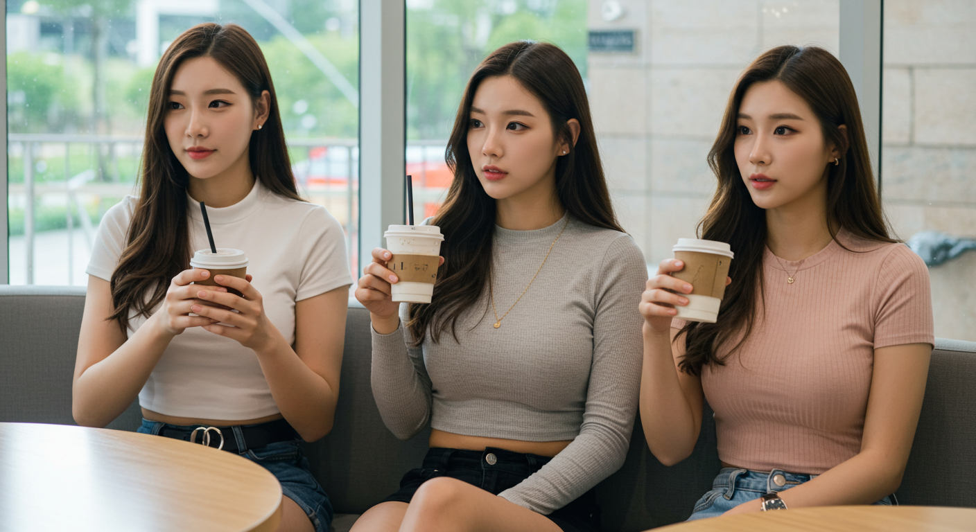 커피를 마시고있는 여자들
