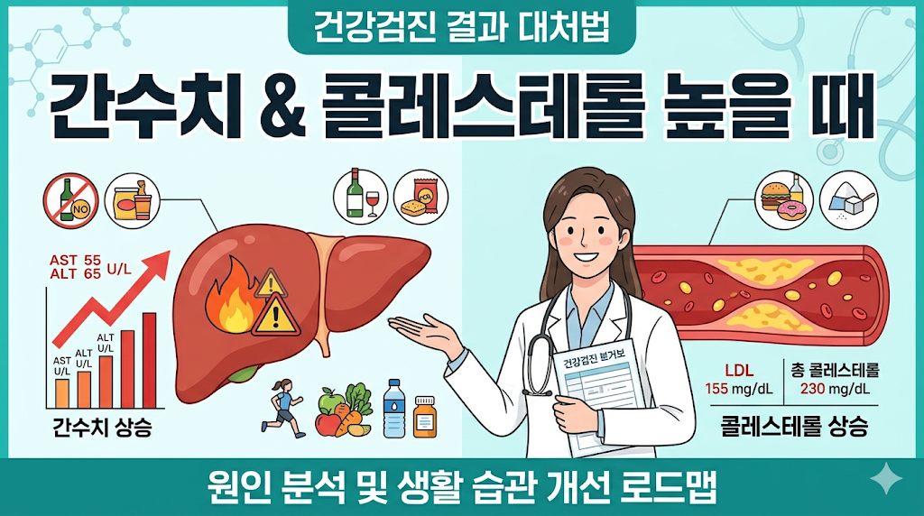 간수치와 콜레스테롤 수치 높게 나올때 할 것, 건강검진 결과 해석 및 대처 방법