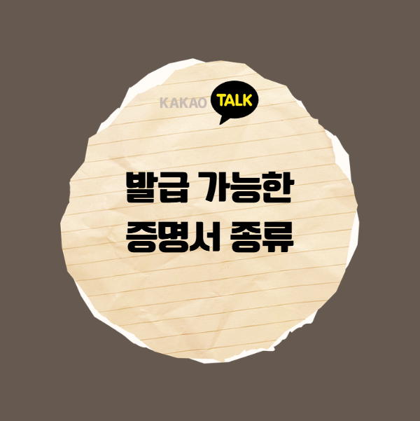 카카오톡 발급 가능한 서류 종류