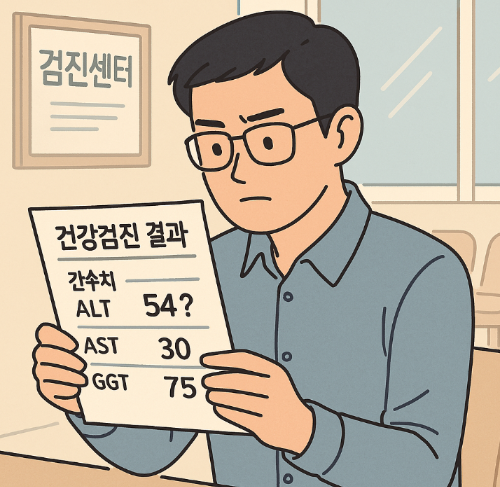 건강검진 결과지를 보고 있는 남성
