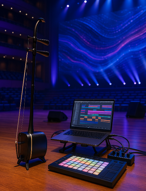 해금과 전자음악셋팅 공연장
