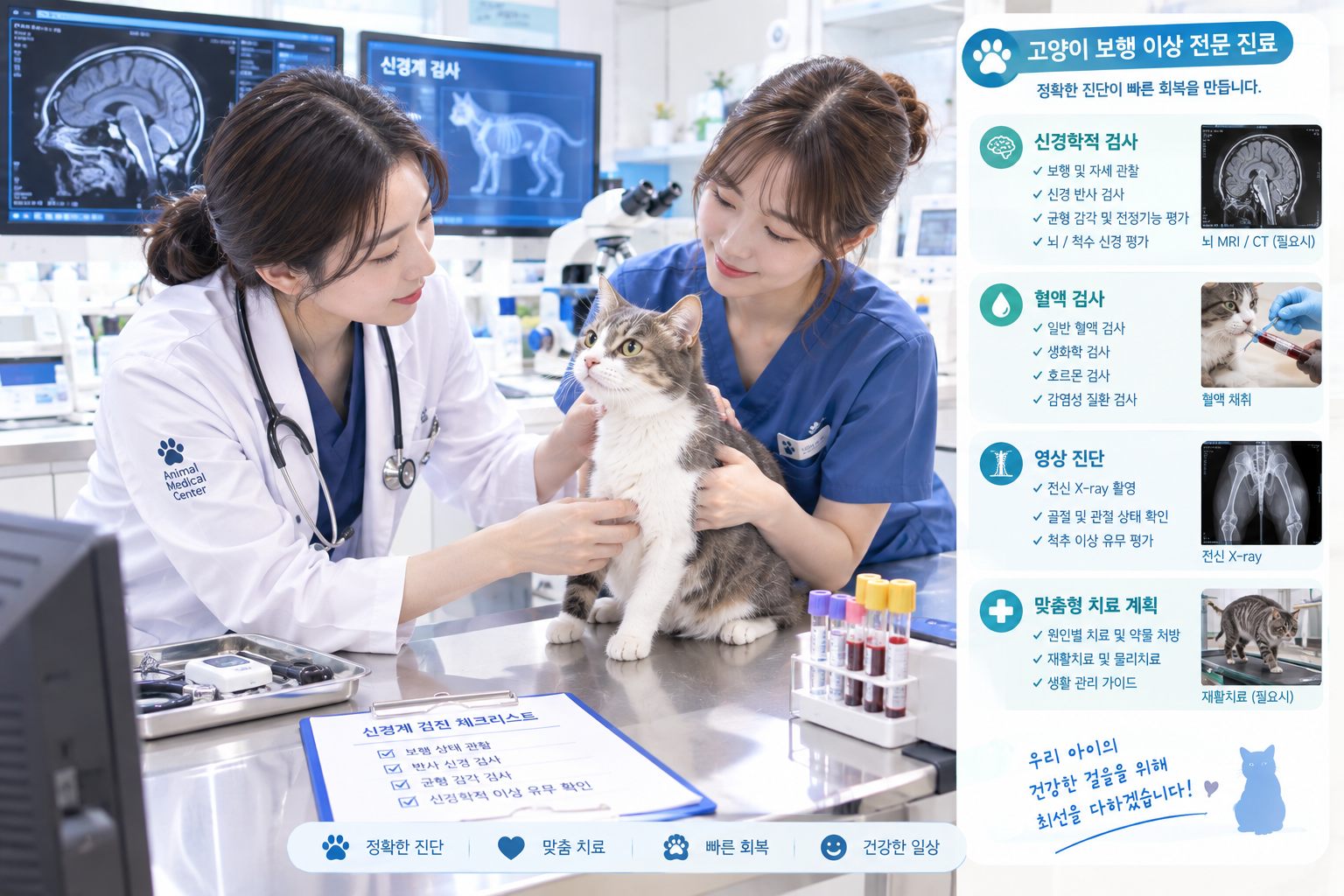 고양이 보행 이상 전문 진단 및 혈액검사