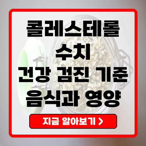 콜레스테롤수치 관리 2025년 한국 건강 검진 기준 및 식이 요법