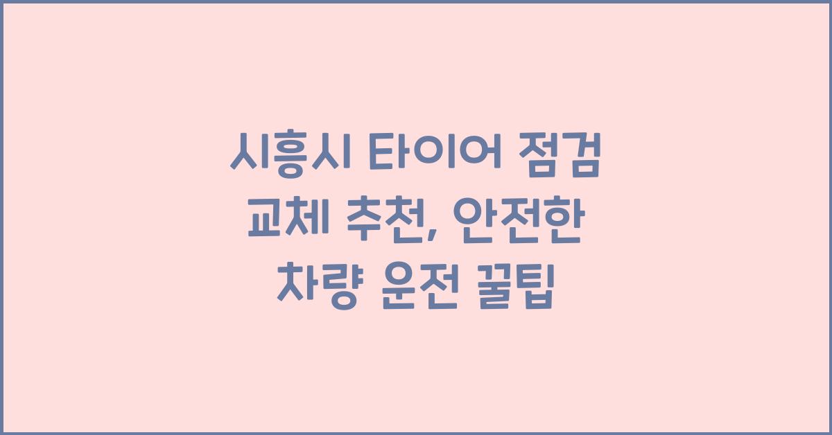 시흥시 타이어 점검 교체 추천