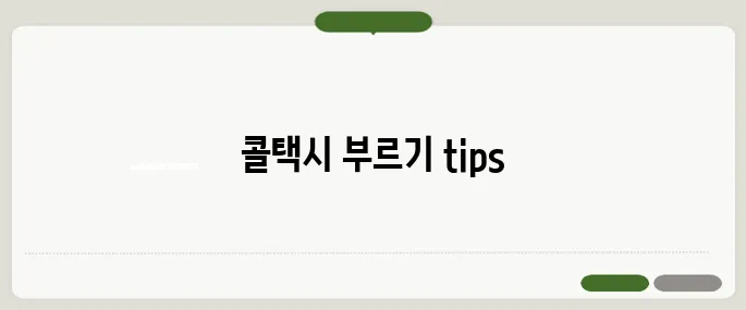 콜택시 부르는법 추천 한눈에 보기 좋게