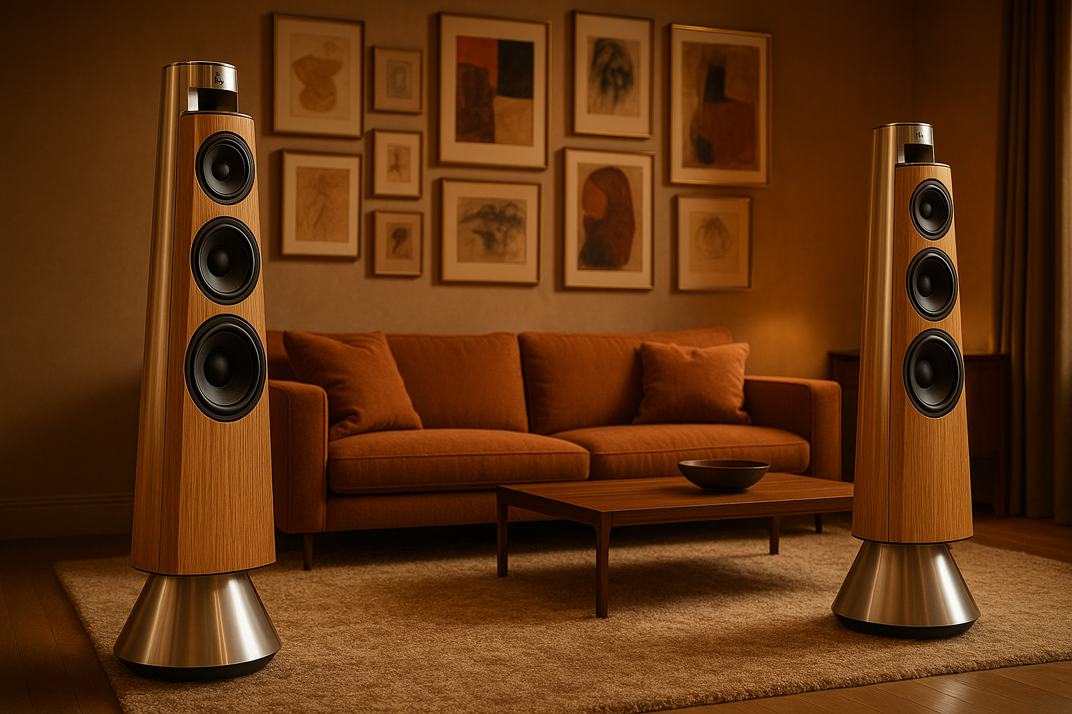B&O 스피커: 오크·알루미늄·텍스타일 그릴의 조형미