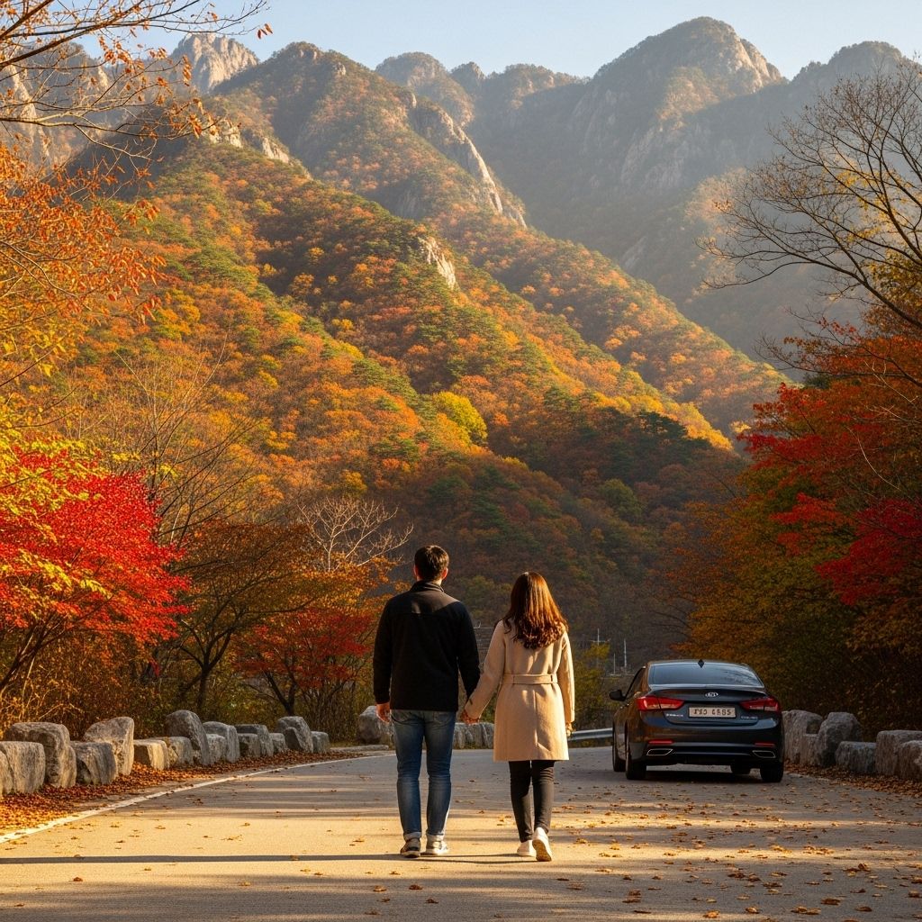 경차 유류비 환급, 설악산 단풍길을 걷고있은 연인