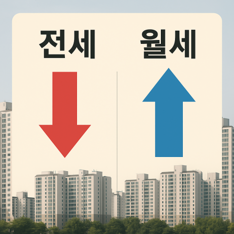 젠세에서 월세로 전환되는 시장 변화 이미지