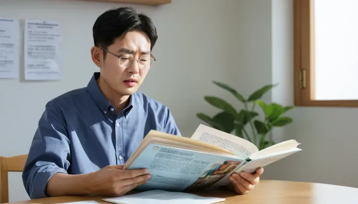 새로운 치료법에 대해 정보를 얻으며 희망을 가지는 장면