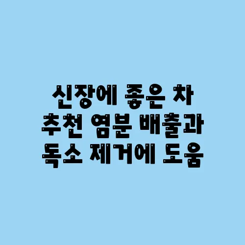 신장에 좋은 차 추천 염분 배출과 독소 제거에 도움