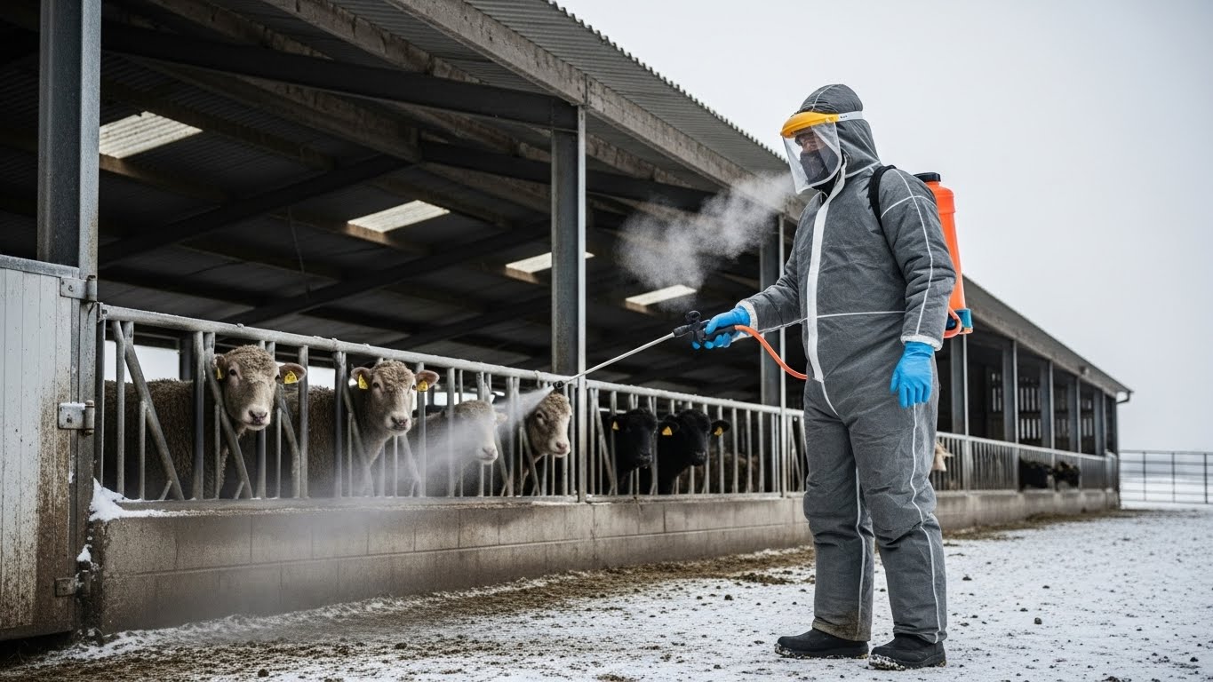 축사에 소독약 살포