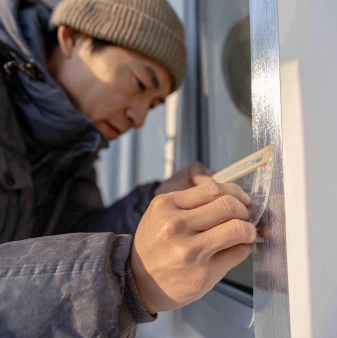 창문틀 보온재 시공장면