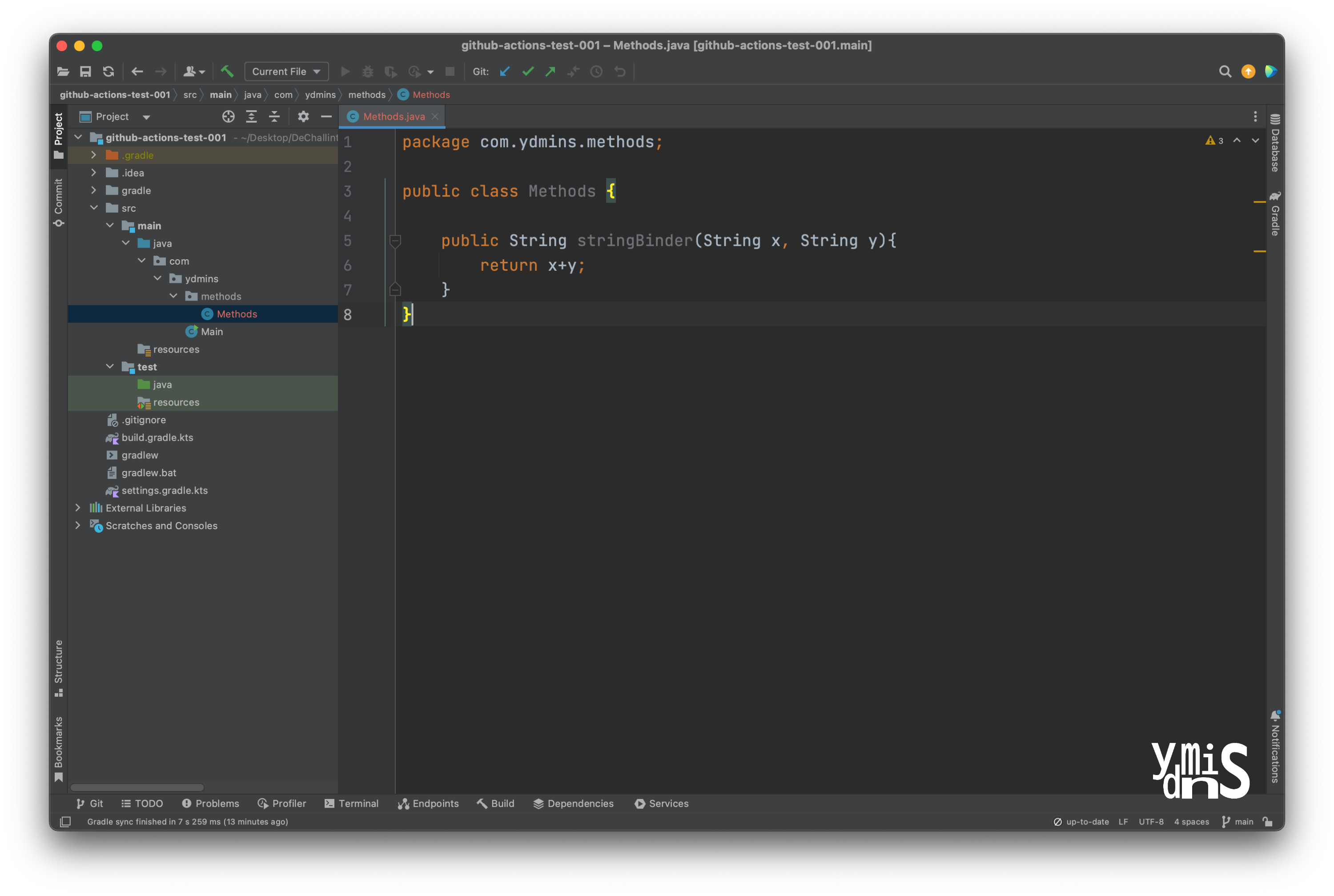 테스트 코드를 작성할 대상인 클래스와 메서드를 작성해준 모습이다.