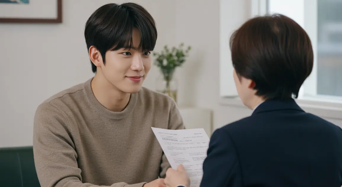 20대 남성이 월세지원을 받으려고 상담을 받는 이미지
