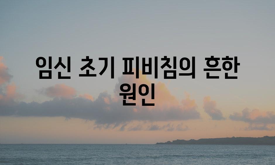 임신 초기 피비침의 흔한 원인