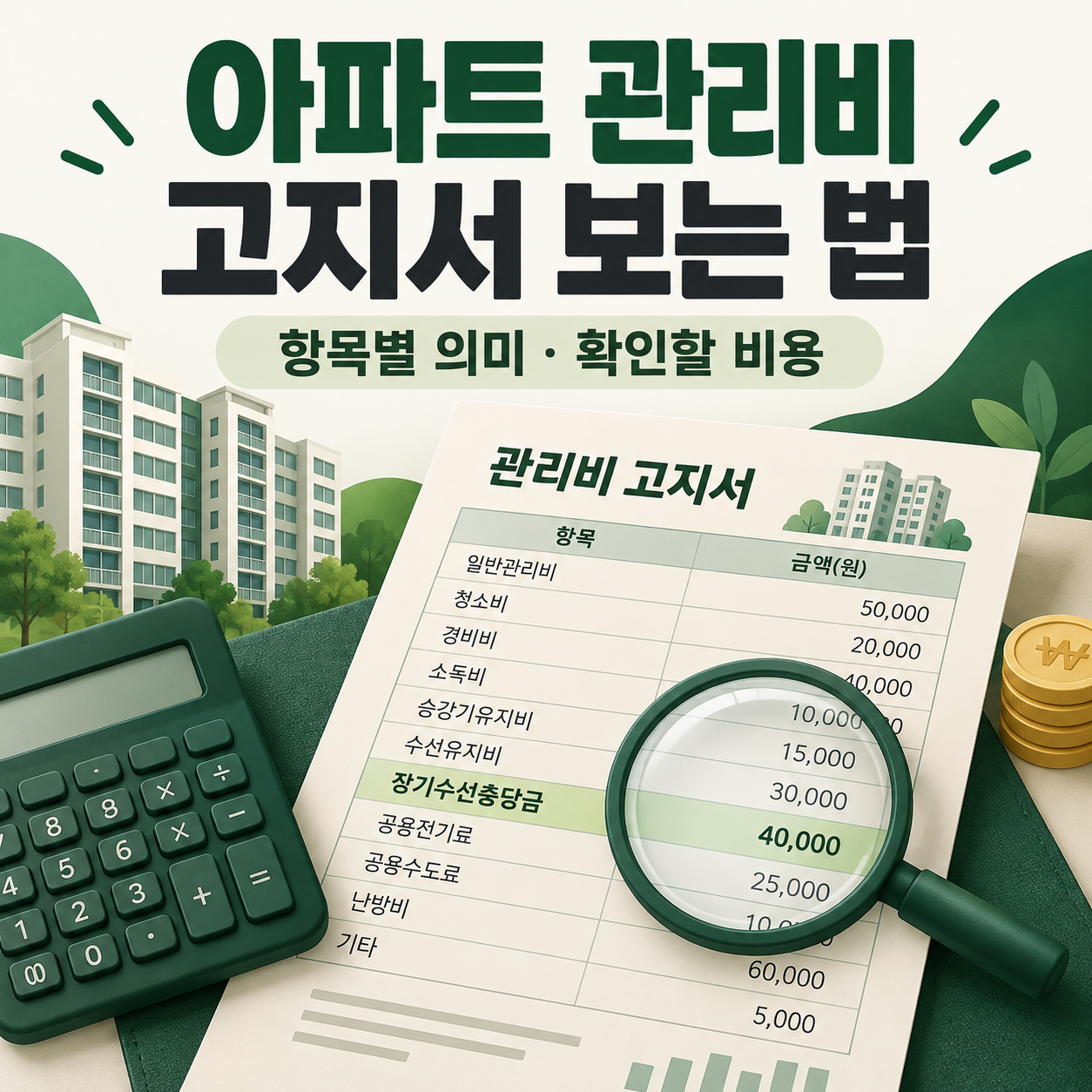아파트 관리비 고지서 보는 법|항목별 의미와 꼭 확인할 비용