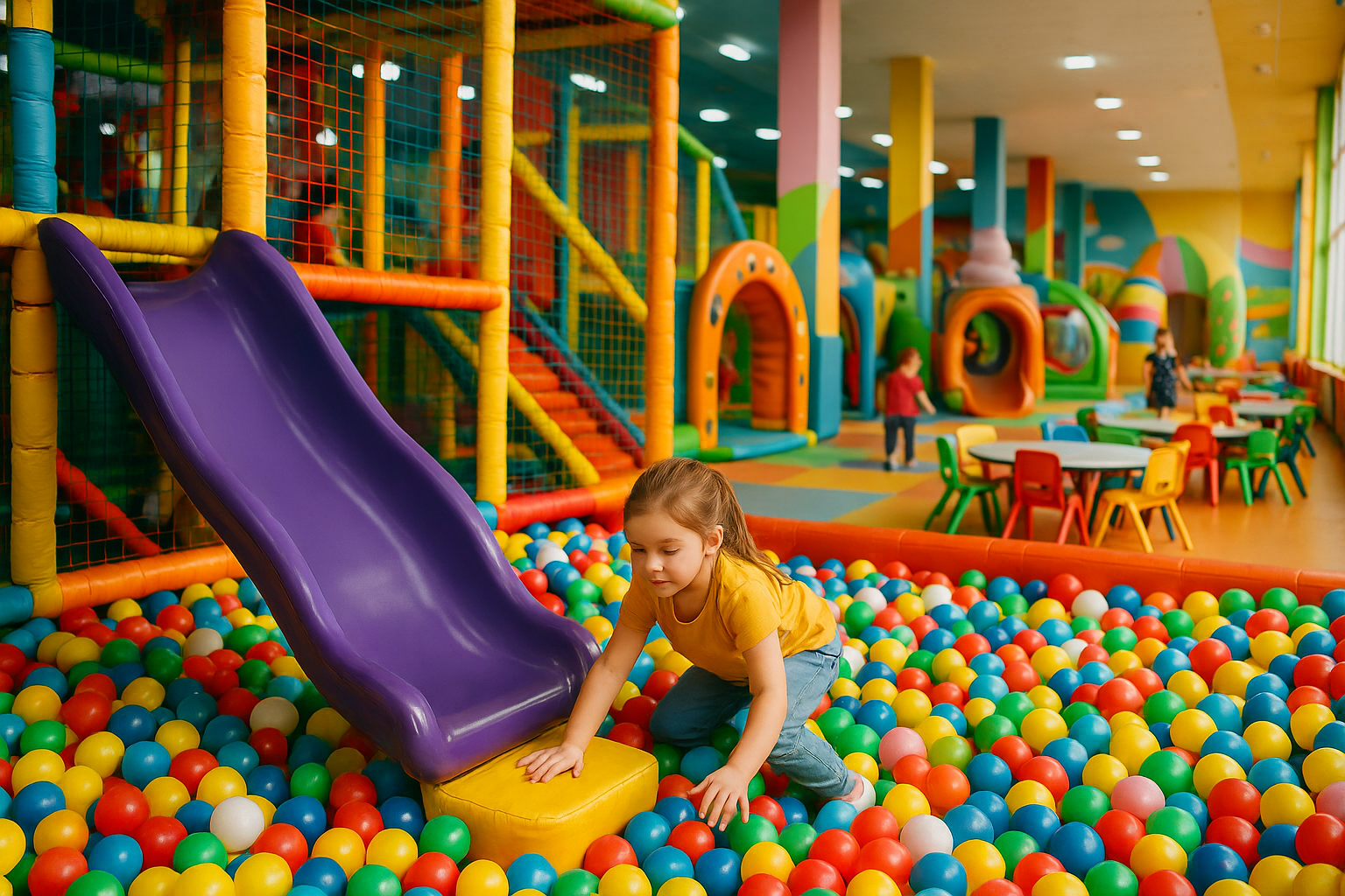 어린이 놀이공원의 활기찬 순간