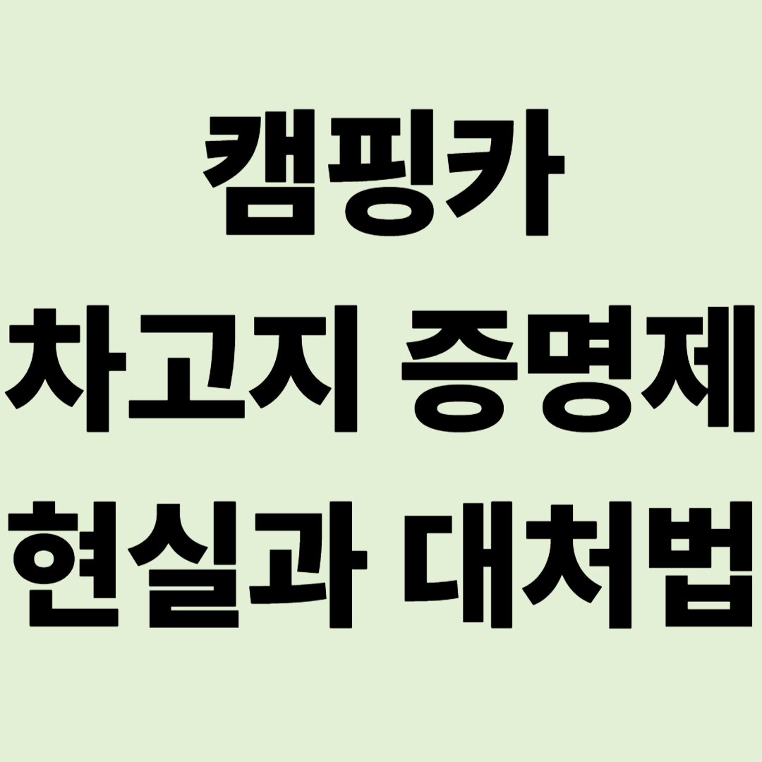 "계약은 했는데 차 댈 곳이 없네?" 캠핑카 차고지 증명제 현실과 대처법