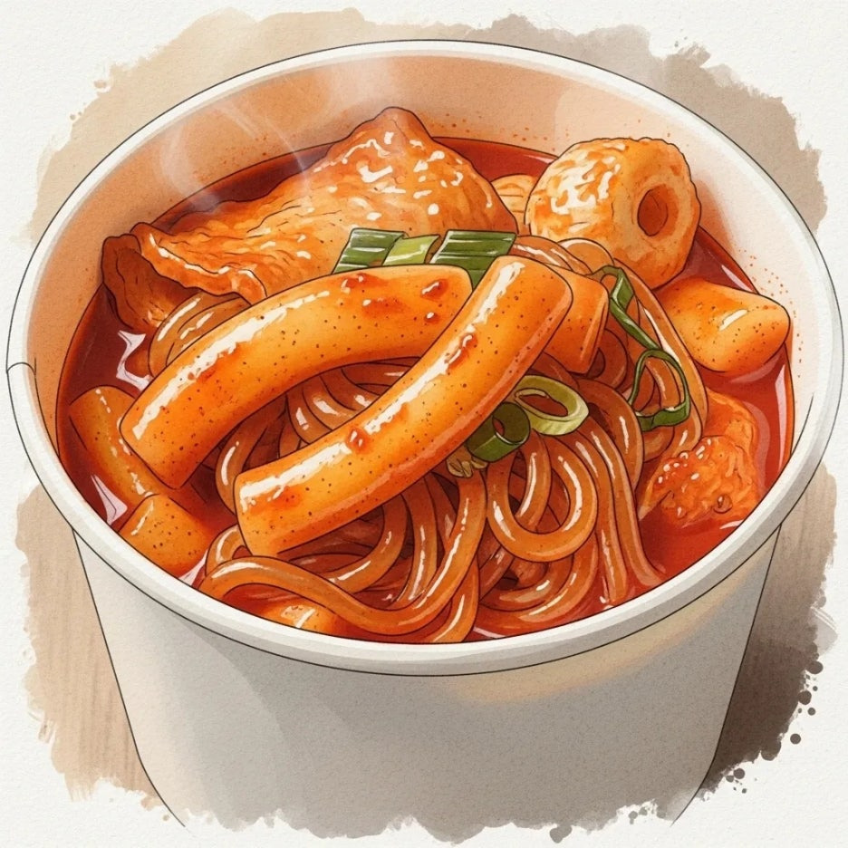 쫄깃한 분모자가 듬뿍 들어간 먹음직스러운 컵 떡볶이