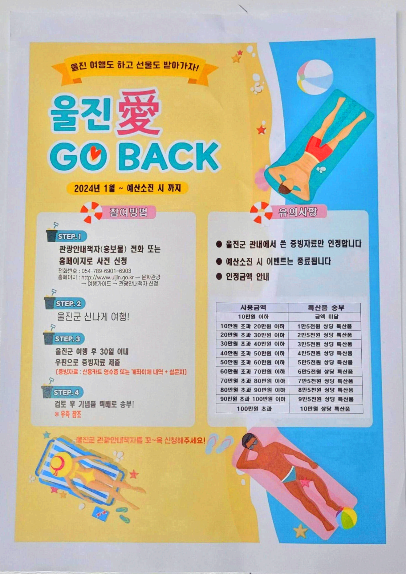 울진애고백 사용 금액 안내 및 신청방법