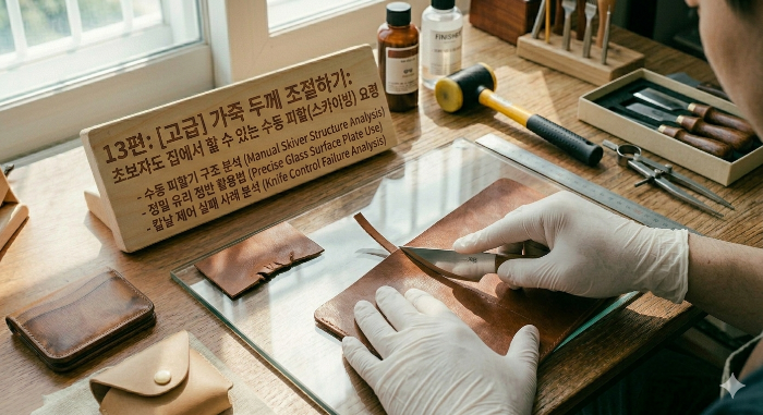 13편: [고급] 가죽 두께 조절하기: 초보자도 집에서 할 수 있는 수동 피할(스카이빙) 요령