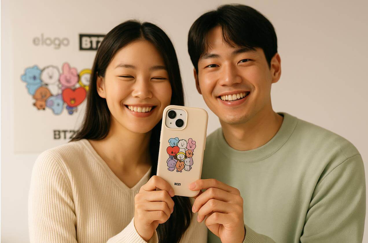 엘라고와 BT21의 감성 협업을 상징하는 장면