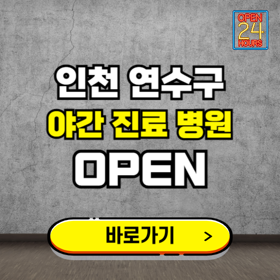 인천 연수구 야간진료 병원 찾기 ❘ 24시 심야 밤 늦게 여는 병원