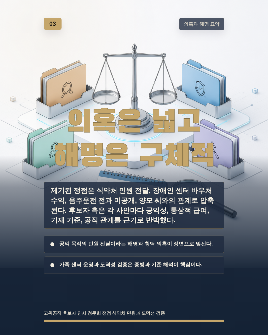 의혹은 넓고 해명은 구체적