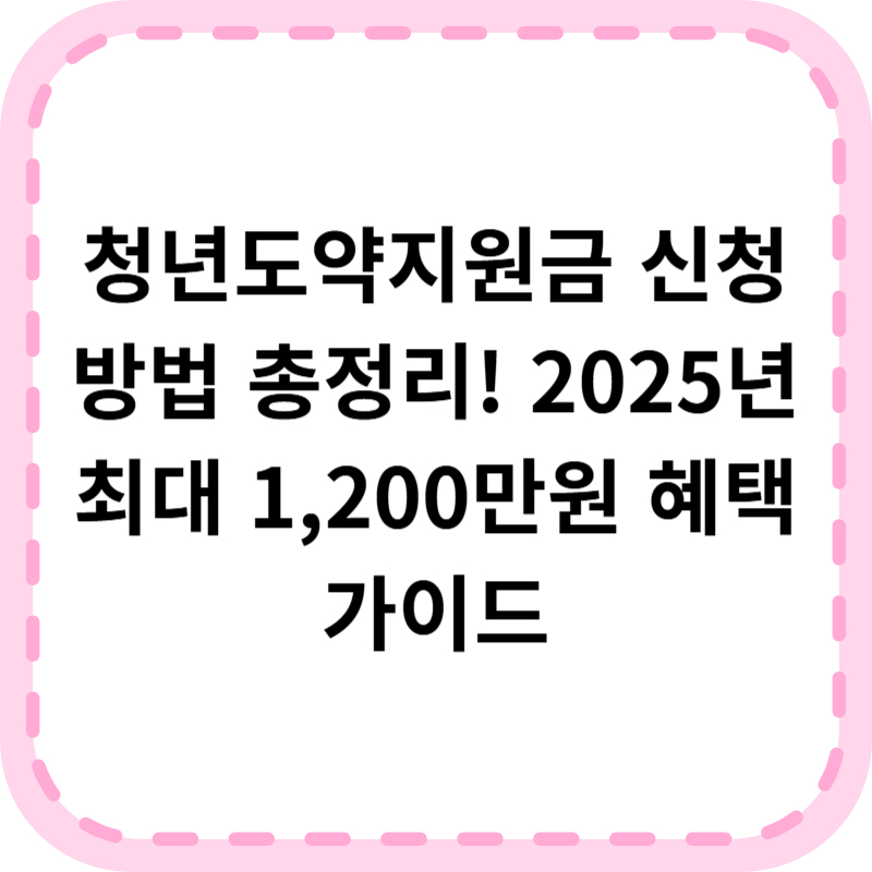 청년도약지원금 신청 완전정복 ❘ 2025년 최대 1,200만 원 혜택!