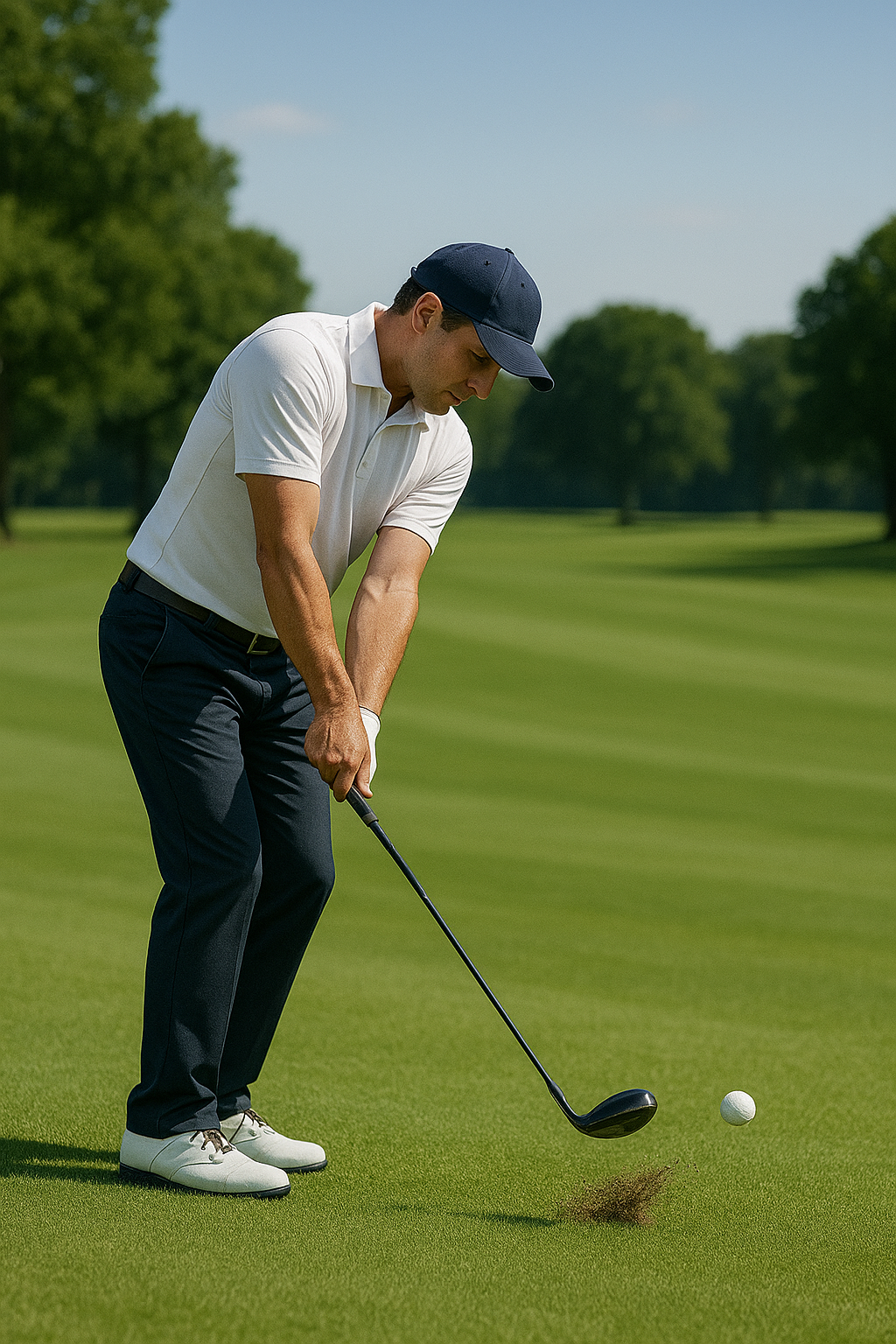 골프 4번 유틸리티샷 하는 순간의 모습