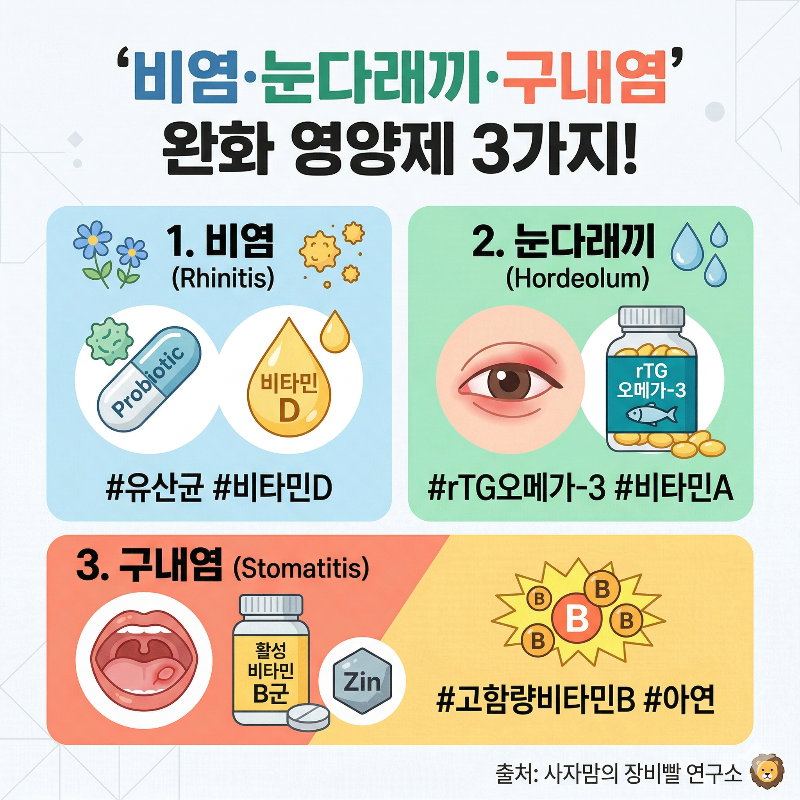 비염,눈다래끼,구내염 증상별영양제가이드
