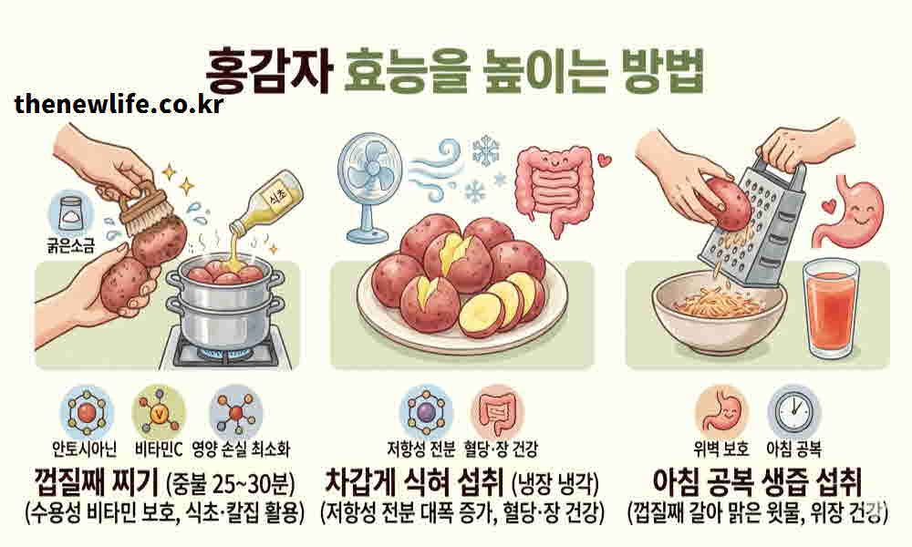 홍감자 효능 높이는 찌는법 먹는 방법
