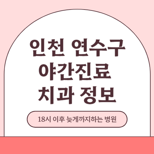 인천 연수구 야간진료 치과 병원 (18시 이후 늦게까지하는 병원)