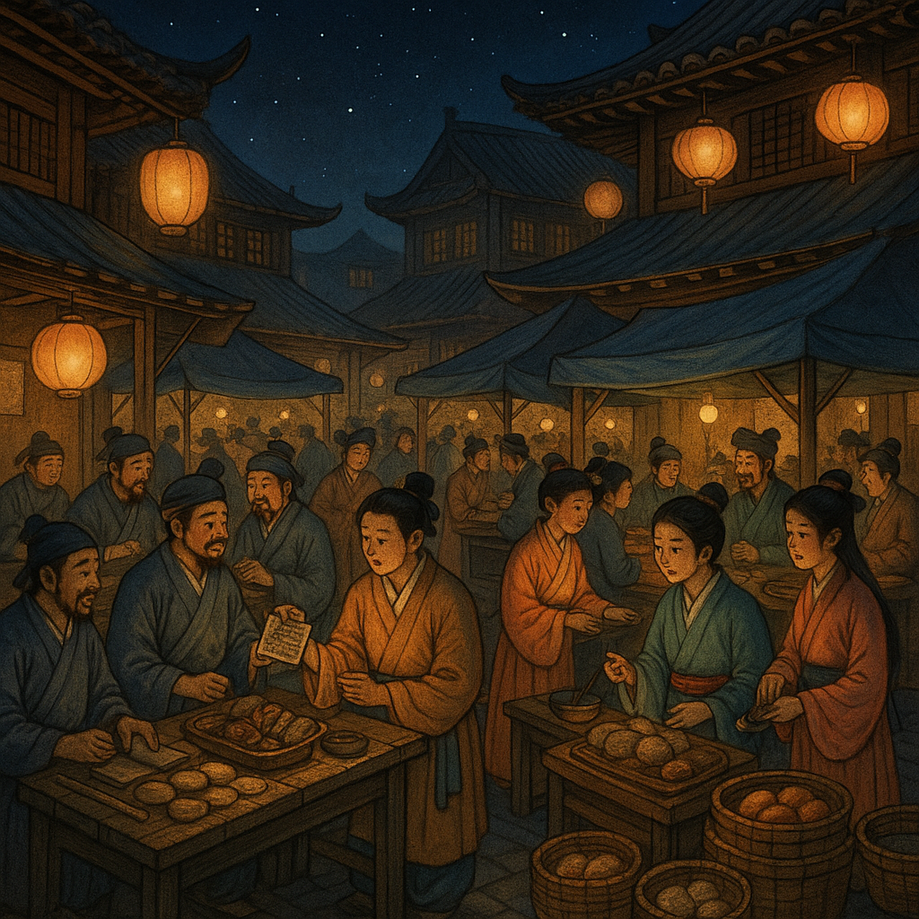 송나라 개봉에서는 밤에도 돌아가는 시장 시스템