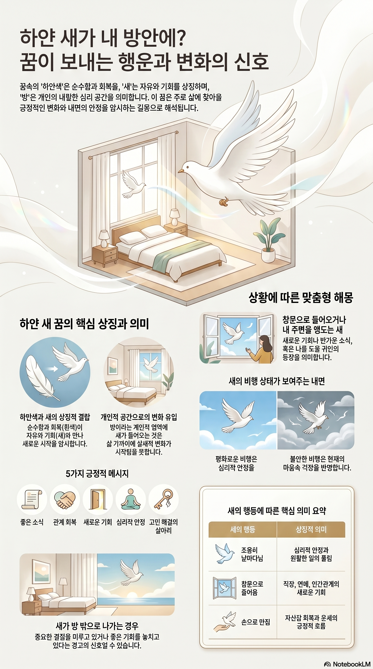 하얀새가 방안을 날아다니는 꿈