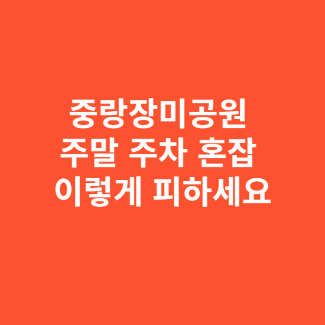 중랑장미공원 주말 주차 혼잡, 이렇게 피하세요