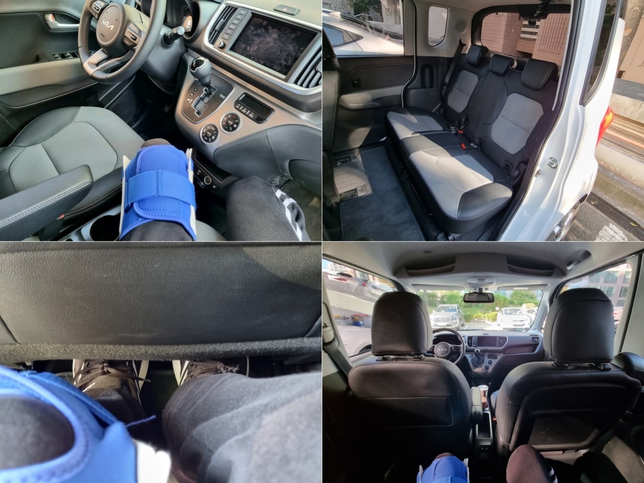 더 뉴 레이의 앞좌석, 뒷좌석 공간을 살핀 모습입니다.