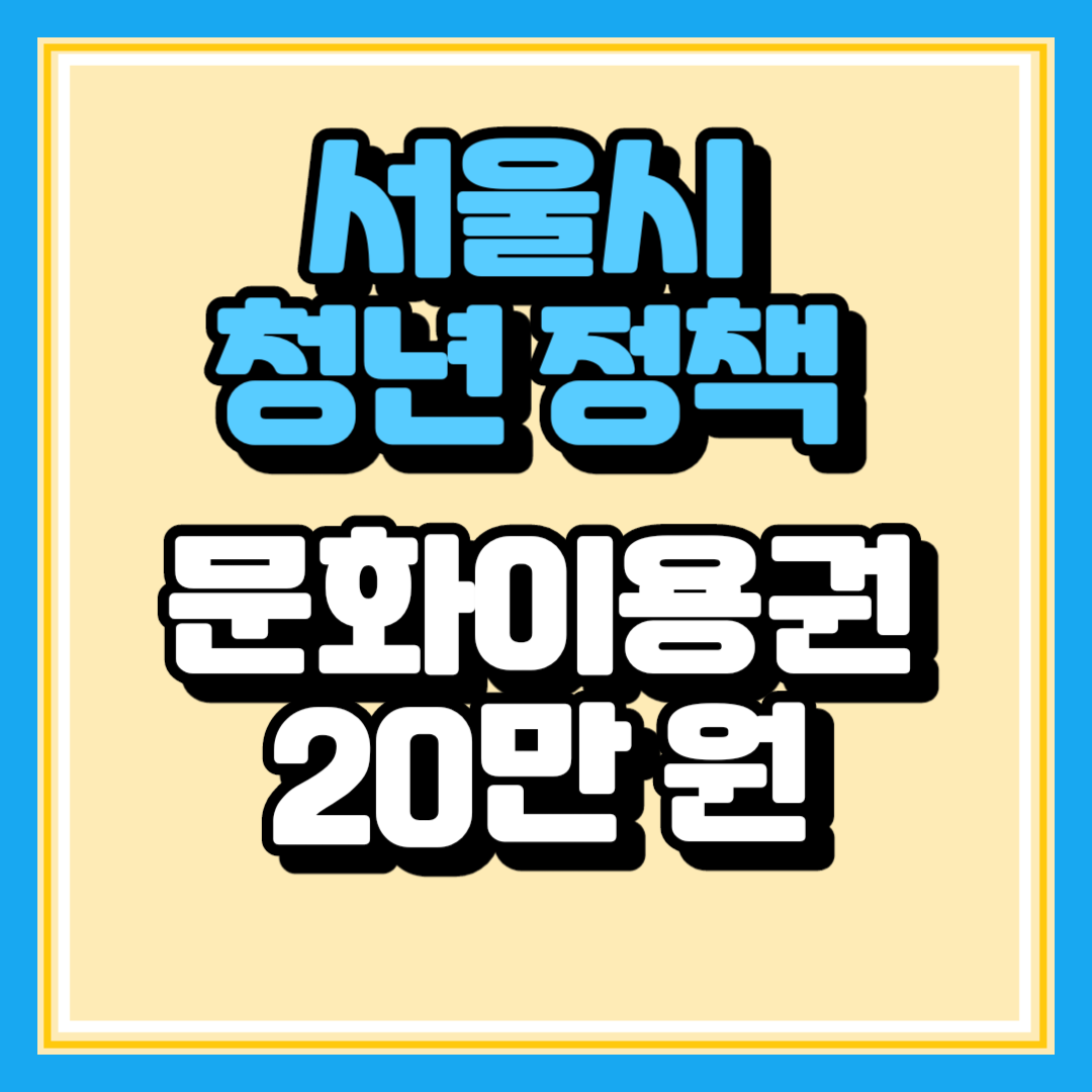 서울 청년 정책 서울청년문화패스