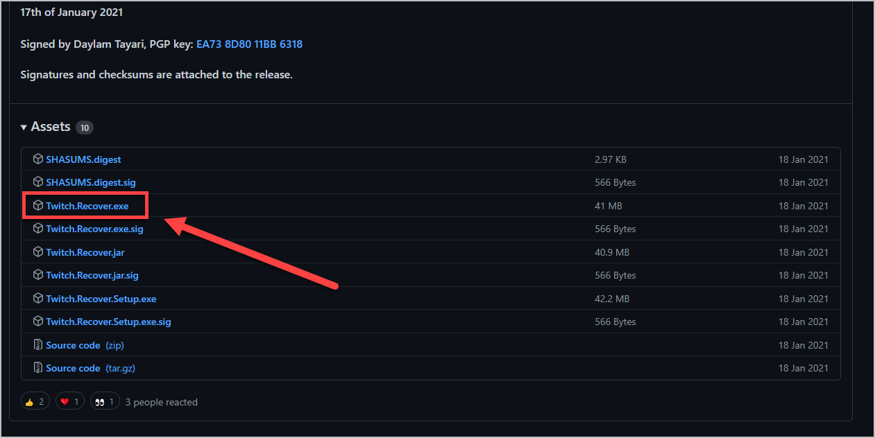 twitchrecover exe 실행하기