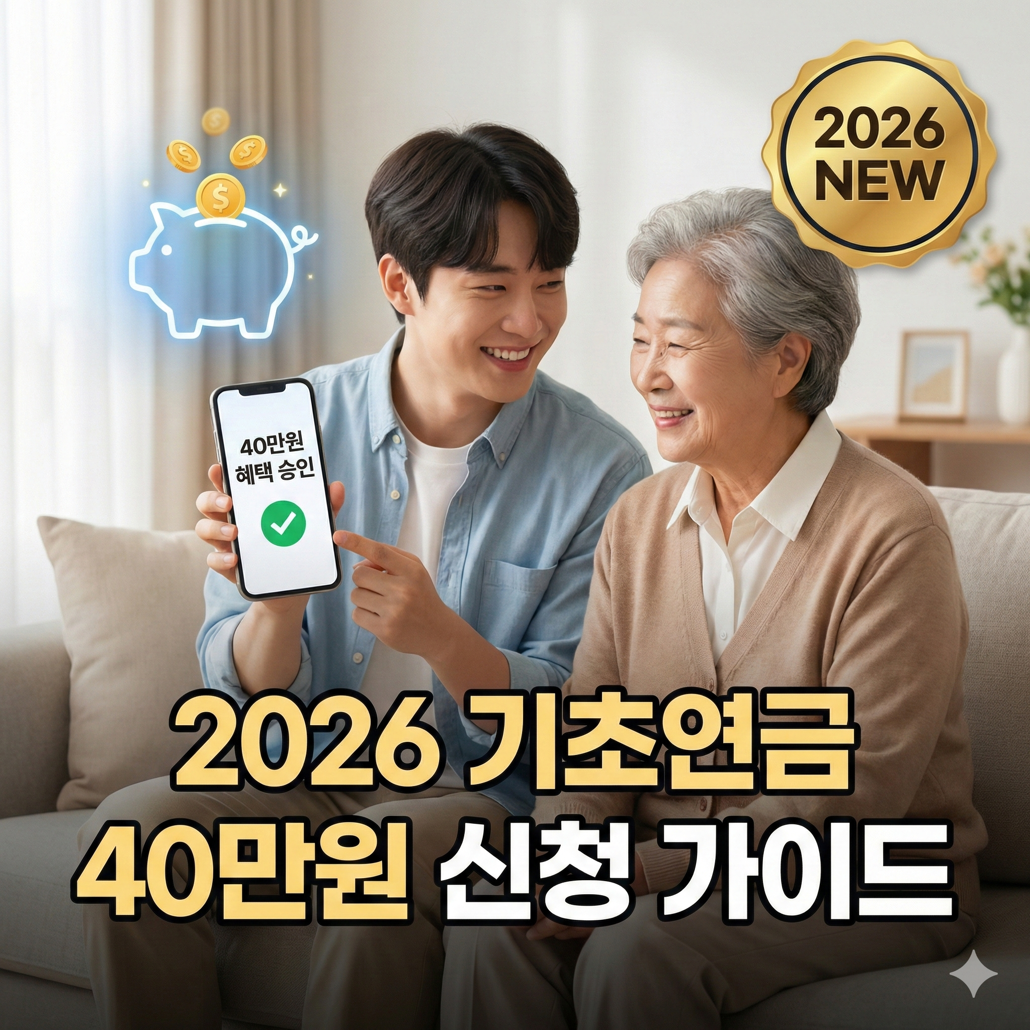 2026년 기초연금 월 최대 40만 원 인상 안내 썸네일 이미지