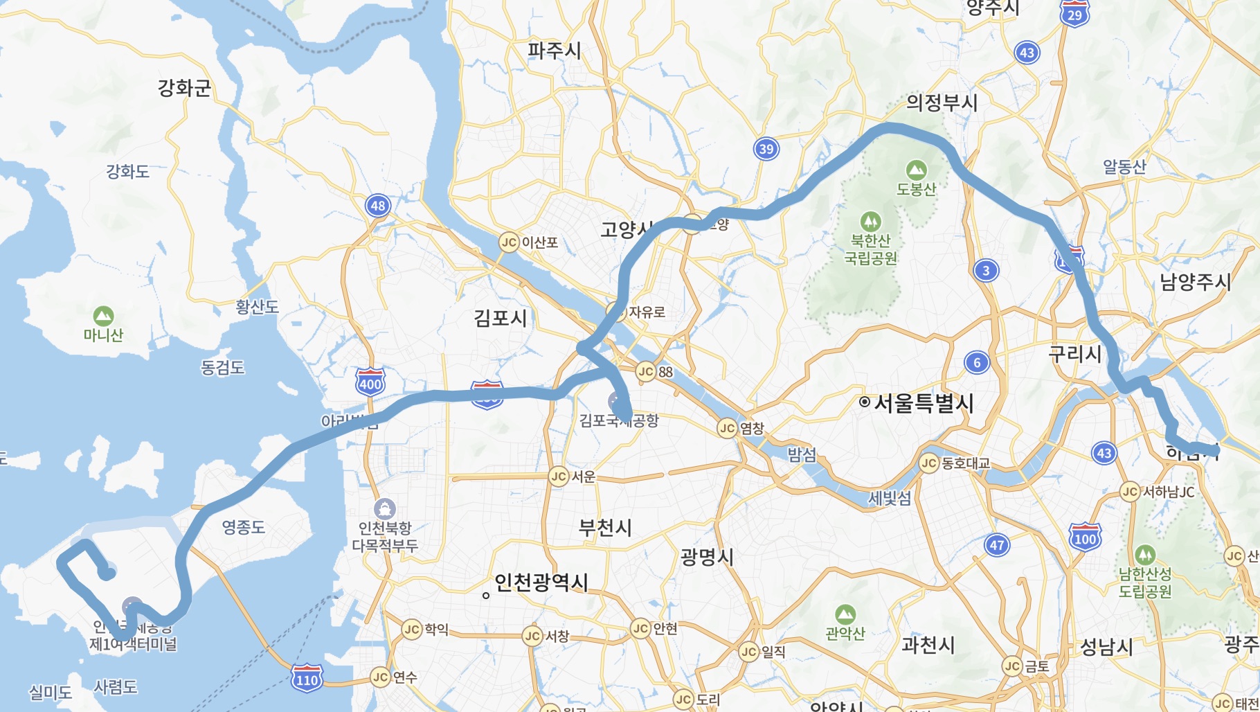 8849 공항버스 운행지도