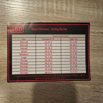 SBD 니슬리브 사이즈 가이드