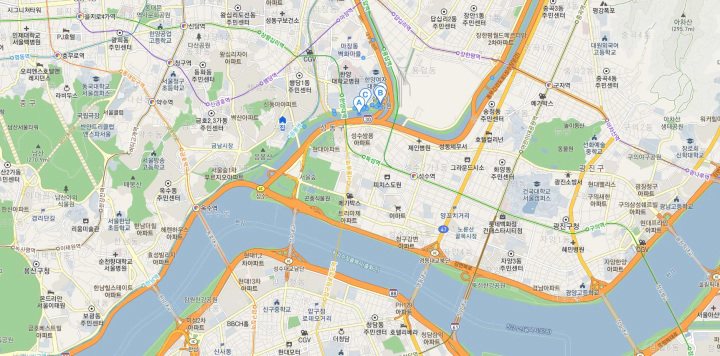 살곶이다리 위치 지도