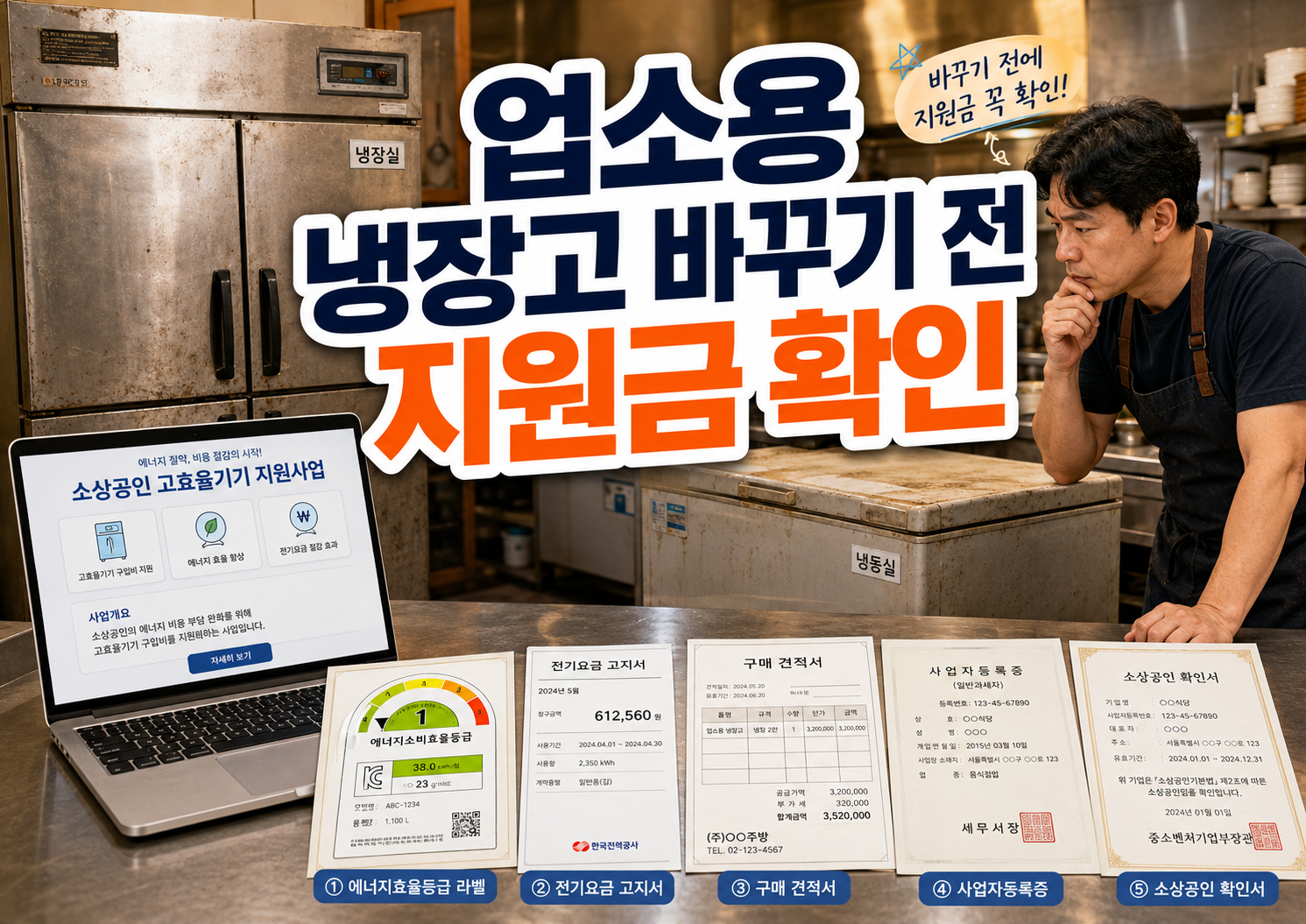 소상공인 냉장고 지원사업 업소용 냉장고 에너지효율 1등급 확인