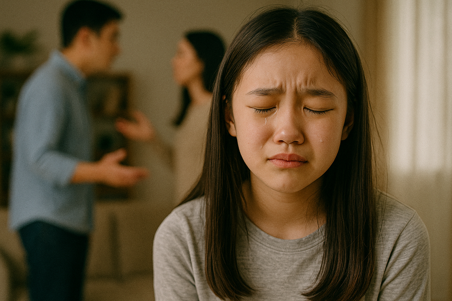 엄마아빠 싸움에 속상해서 울고 있는 아이 관련 사진