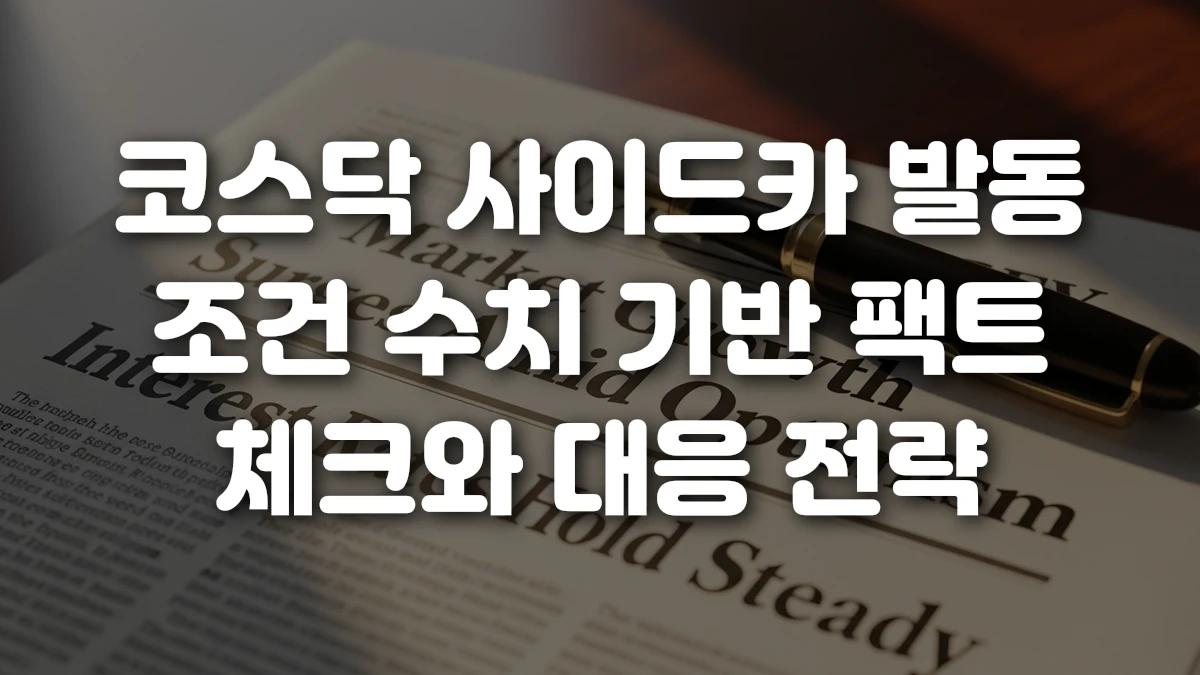 코스닥 사이드카 발동 조건 수치 기반 팩트 체크와 대응 전략
