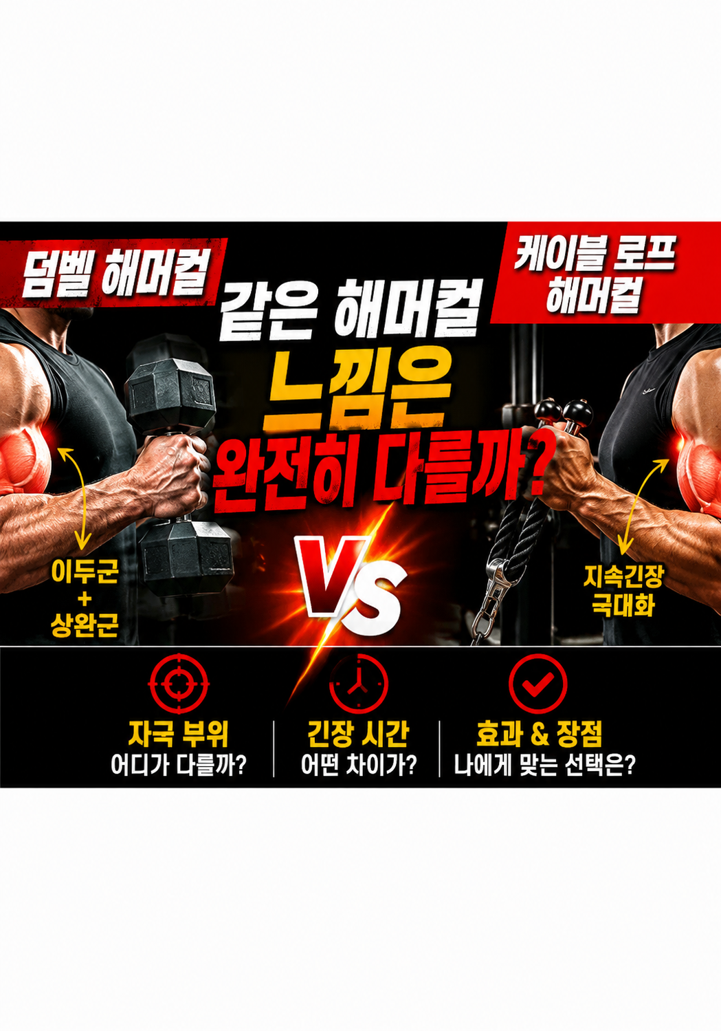 덤벨 해머컬 vs 케이블 로프 해머컬