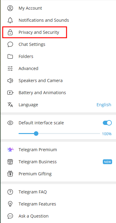 텔레그램 보안 설정