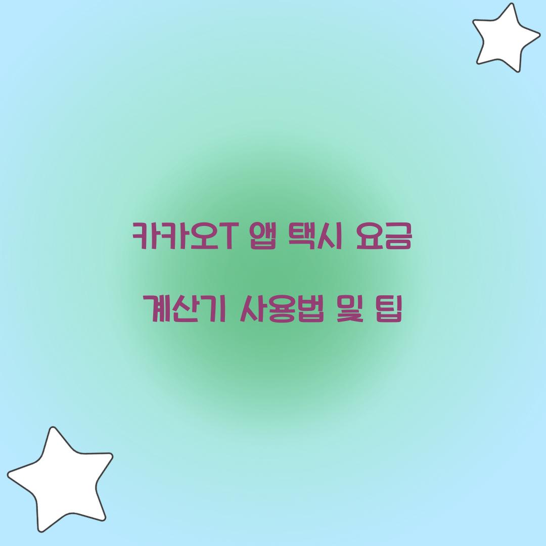 카카오T 앱 택시 요금 계산기